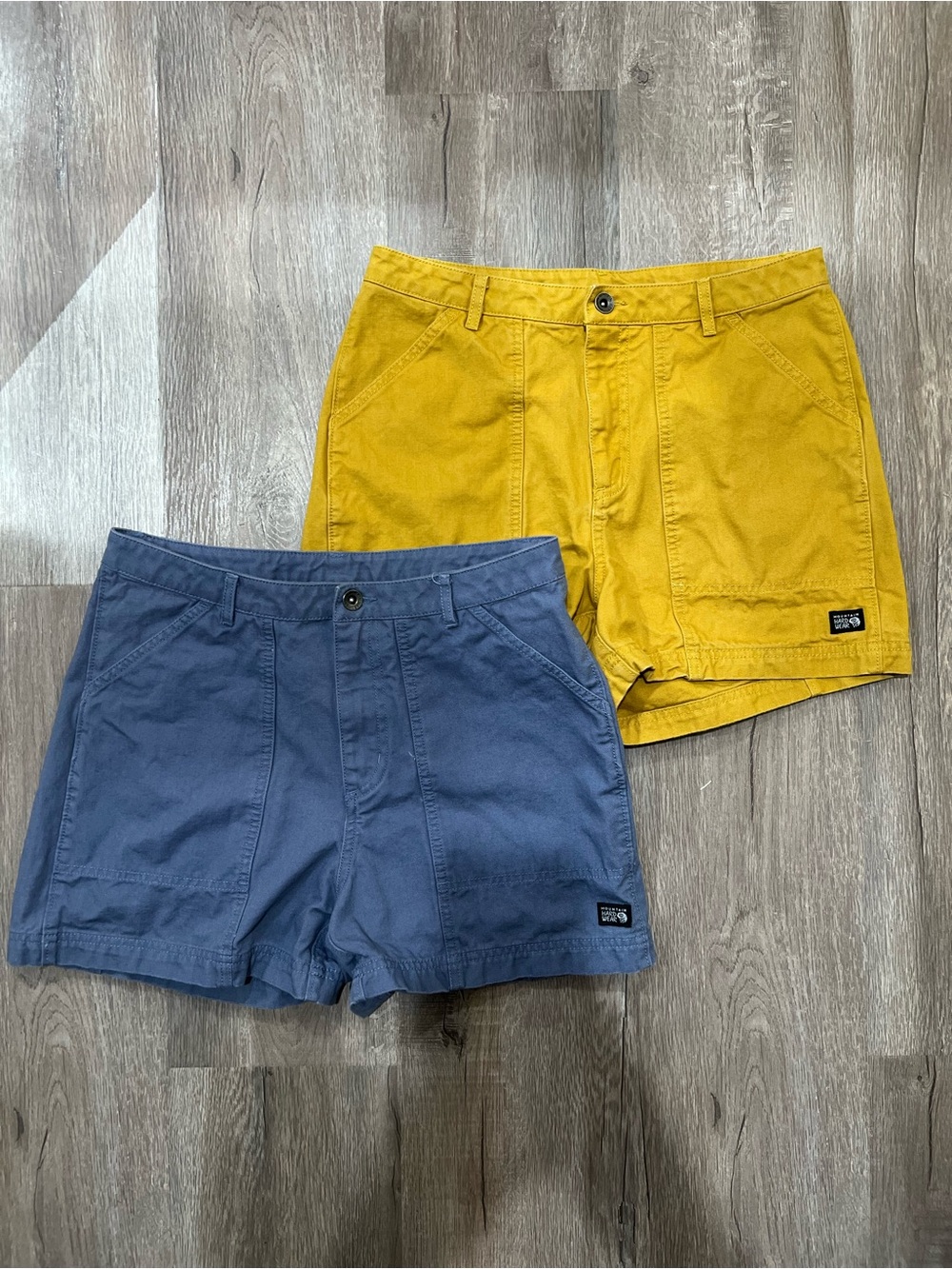 Women’s Mountain Hard Wear Yellow and Slate Blue Cotton Shorts - Bundle of 2